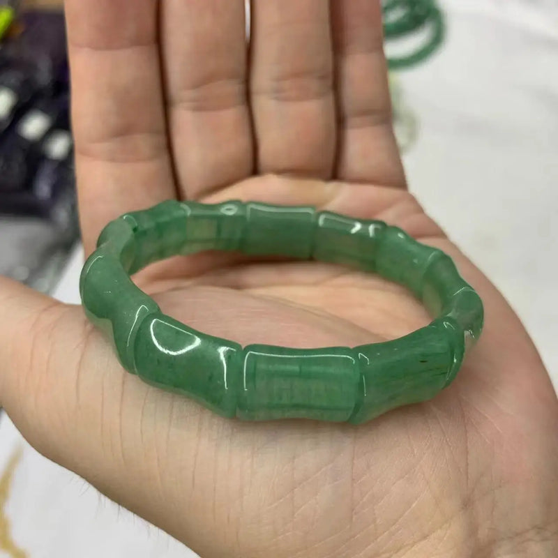Green Aventurine Jade Stone Beads Bracelet Natural Gemstone Jewelry Bangle