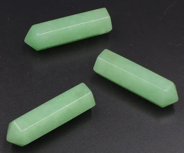 Green Aventurine Point Pendant Hexagon Pillar 35*10mm