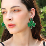 Green Beaded Shamrock Earrings St.Patrick?s Jewelry Gift Irish Accessories