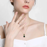 Green Beads Pearl Water Drop Pendant Necklace S925 Sterling Silver Gemstone Gift