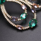 Colorful Crystal Water Drop Dangle Earrings with Zirconia Stones