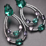 Colorful Crystal Water Drop Dangle Earrings with Zirconia Stones