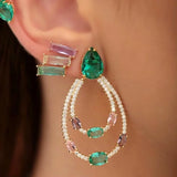Colorful Crystal Water Drop Dangle Earrings with Zirconia Stones