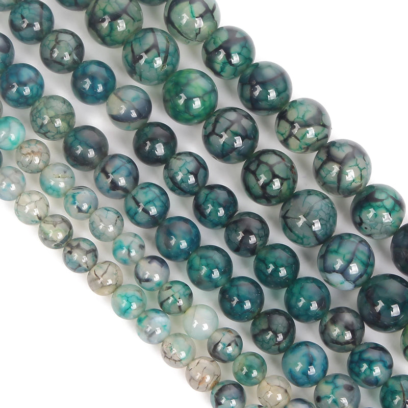Green Fire Dragon Veins Agate Natural Stone Beads Round Spacer Beads 6/8/10MM