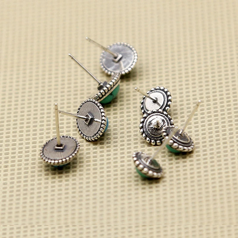 925 Silver Vintage Turquoise Stud Earrings TSE447