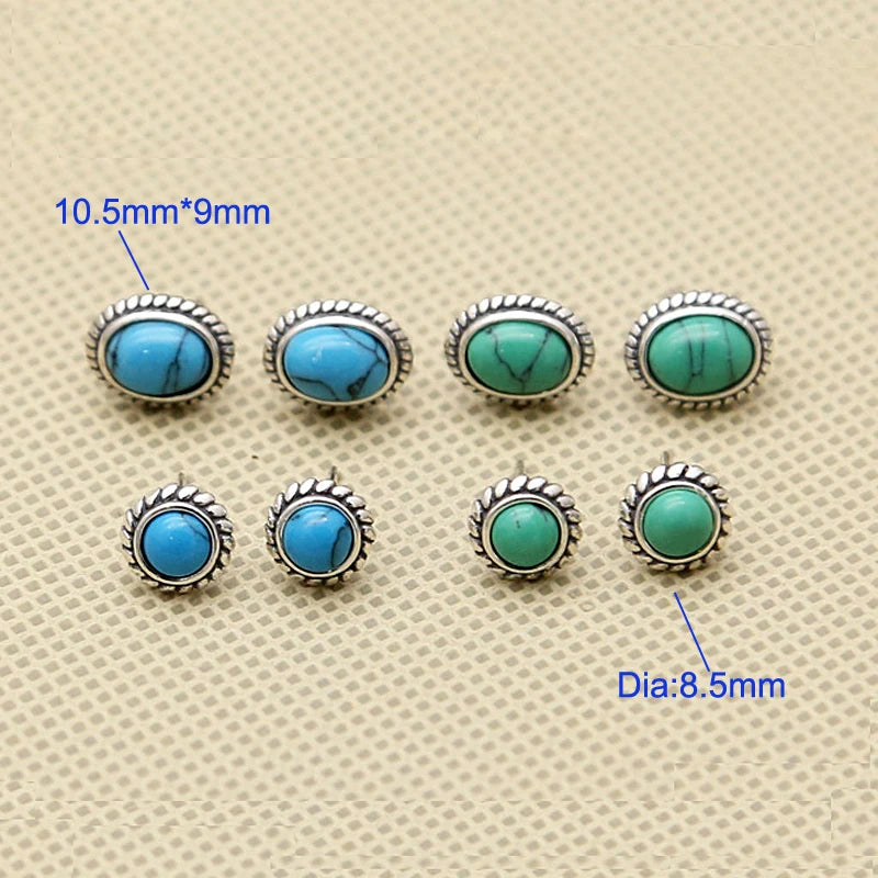 925 Silver Vintage Turquoise Stud Earrings TSE447