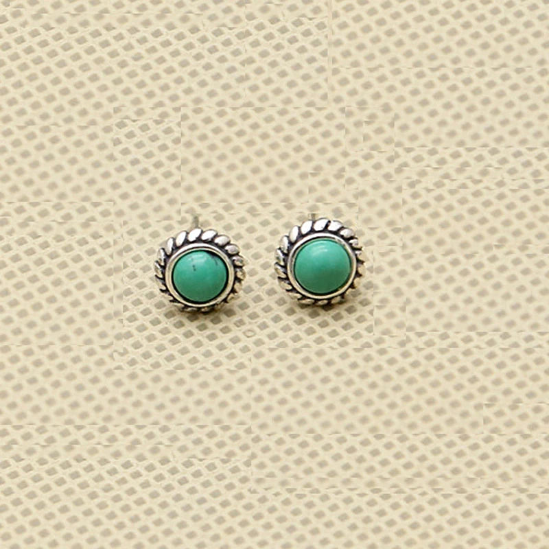 925 Silver Vintage Turquoise Stud Earrings TSE447