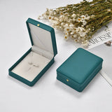 Green PU Leather Jewelry Box Crown Buckle Necklace Set