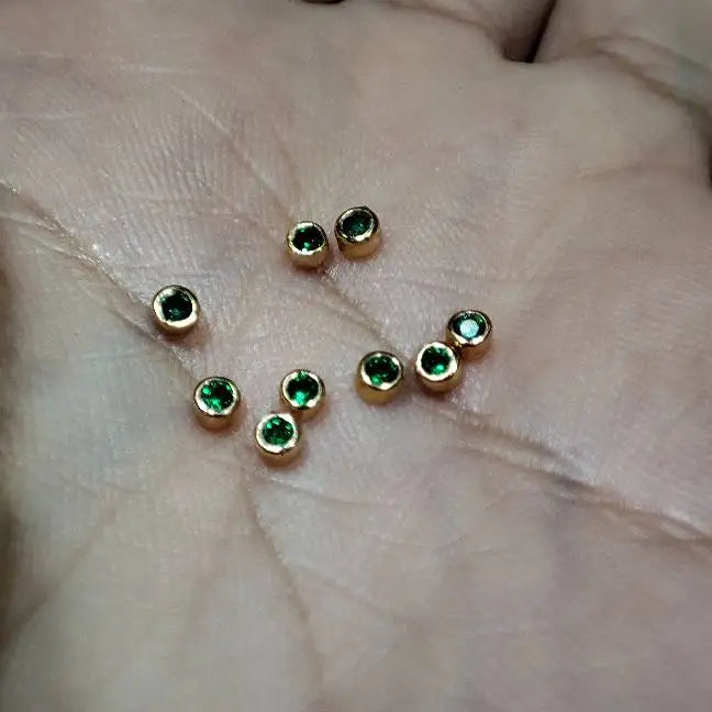 Green CZ 18K Birthstone Stud Earrings