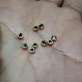 Green CZ 18K Birthstone Stud Earrings