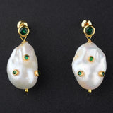 Green CZ 18K Birthstone Stud Earrings