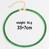 Green CZ Choker Tennis Chain Necklace For Women