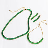 Green CZ Choker Tennis Chain Necklace For Women