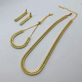 Green CZ Choker Tennis Chain Necklace Set