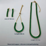 Green CZ Choker Tennis Chain Necklace Set