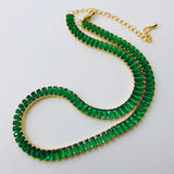 Green CZ Choker Tennis Chain Necklace Set