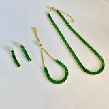 Green CZ Choker Tennis Chain Necklace Set
