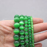 Green Cat Eye Beads 4-12MM Glass String Loose Space Beads Opal DIY Charm