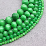 Green Cat Eye Beads 4-12MM Glass String Loose Space Beads Opal DIY Charm