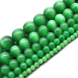 Green Cat Eye Beads 4-12MM Glass String Loose Space Beads Opal DIY Charm