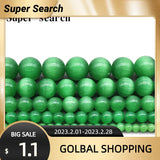 Green Cat Eye Beads 4-12MM Glass String Loose Space Beads Opal DIY Charm