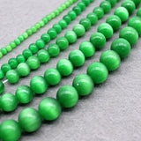 Green Cat Eye Beads 4-12MM Glass String Loose Space Beads Opal DIY Charm