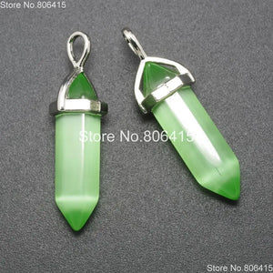 Green Cat's Eye Hexagonal Pointed Necklaces Earrings 10Pcs