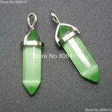 Green Cat's Eye Hexagonal Pointed Necklaces Earrings 10Pcs