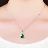 Green Chalcedony 925 Sterling Chain Necklace Natural Stone Pendant Necklaces