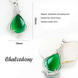 Green Chalcedony 925 Sterling Chain Necklace Natural Stone Pendant Necklaces