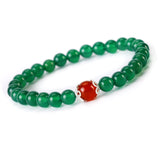Green Chalcedony 925 Silver Bracelet, Natural Lucky Stone Beads