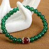 Green Chalcedony 925 Silver Bracelet, Natural Lucky Stone Beads