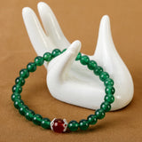 Green Chalcedony 925 Silver Bracelet, Natural Lucky Stone Beads