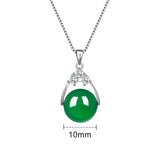 Green Chalcedony Pendant Necklace 925 Sterling Silver Box Chain Vintage Fine