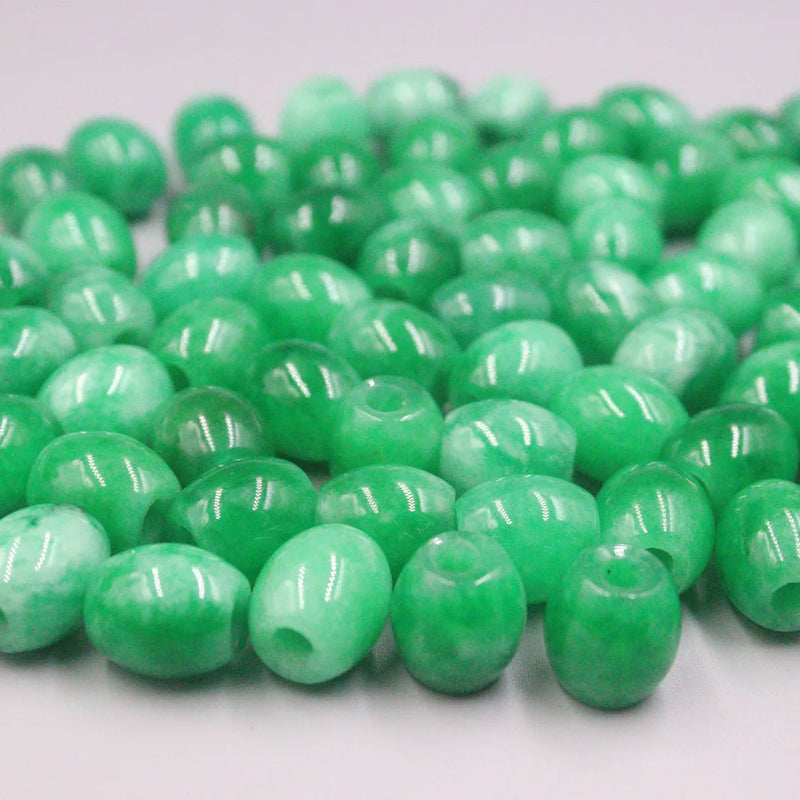 Green Jadeite Loose Beads 14x10mm - Light Green Beads