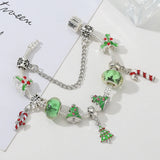Green Christmas Tree Beads Pendant Charm Bracelets Silver Chain Xmas Jewelry