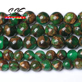 Green Cloisonne Round Stone Beads 15''strand