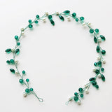 Green Crystal Vine Women Headbands Pearl Wedding Hair Jewelry Accessories