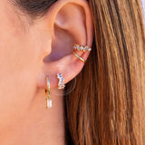 Green Zircon Hoop Earrings for Women Silver Piercing Jewelry