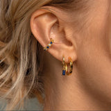 Green Zircon Hoop Earrings for Women Silver Piercing Jewelry