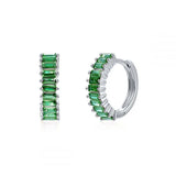 Green Zircon Hoop Earrings for Women Silver Piercing Jewelry