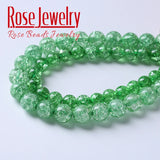 Green Cracked Crystal Quartz Glass Natural Stone Beads DIY Jewelry Making 6-12mm
