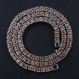 Green Crystal 1 Row Tennis Chain Women's Hip Hop Necklace Silver Pink Champagne