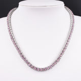 Green Crystal 1 Row Tennis Chain Women's Hip Hop Necklace Silver Pink Champagne