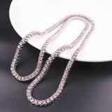 Green Crystal 1 Row Tennis Chain Women's Hip Hop Necklace Silver Pink Champagne