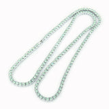 Green Crystal 1 Row Tennis Chain Women's Hip Hop Necklace Silver Pink Champagne
