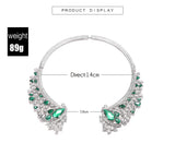 Green Crystal Clear Rhinestone Choker Necklace Wedding Jewelry