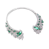 Green Crystal Clear Rhinestone Choker Necklace Wedding Jewelry