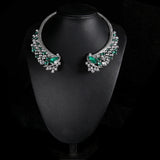 Green Crystal Clear Rhinestone Choker Necklace Wedding Jewelry