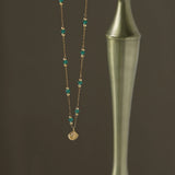 Green Crystal Shell Pendant Necklace Stainless Steel Chain Jewelry Gift